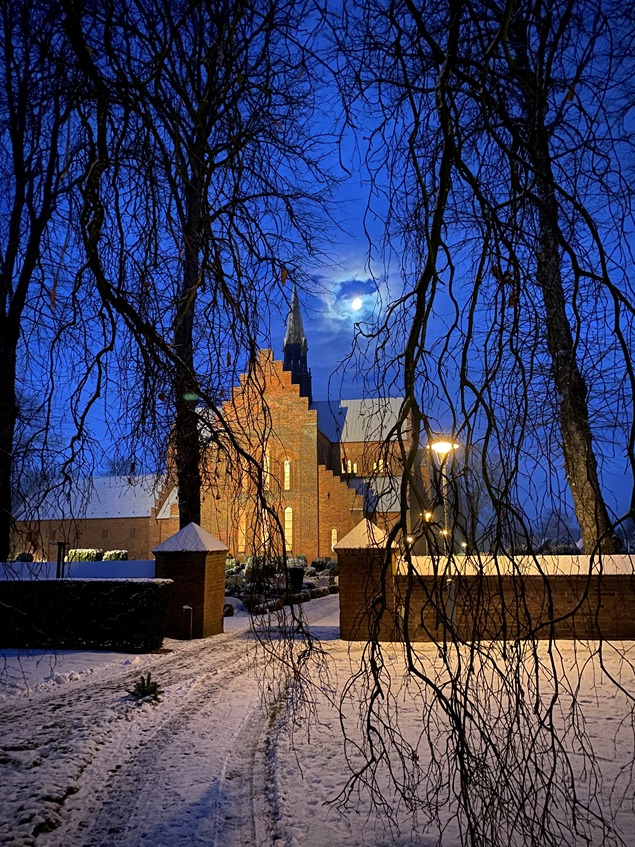 Løgumkloster kirke måne aften